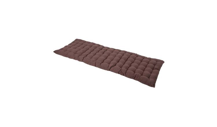 Homescapes Cotton Bench Cushion 3 Seater - Chocolate