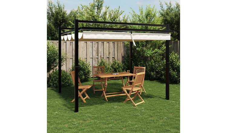 Walplus 3 x 3 m Aluminium Garden Gazebo with Retractable Roof - Cream