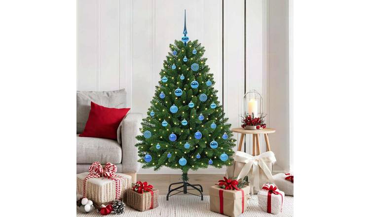 Walplus PVC and Metal Blue Ornaments Artificial Christmas Tree - Green - 150 cm