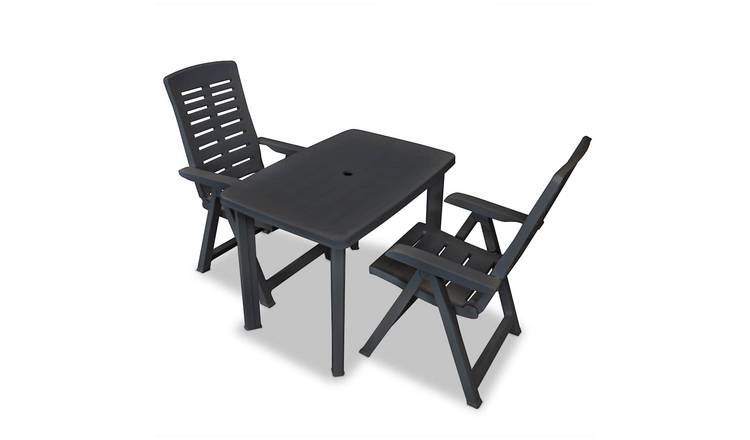 Walplus 3 Piece Plastic Folding Bistro Set - Anthracite - 101 x 68 x 72 cm