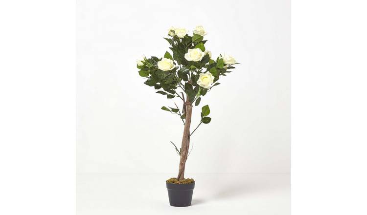 Homescapes Handcrafted Potted Rose Tree - White