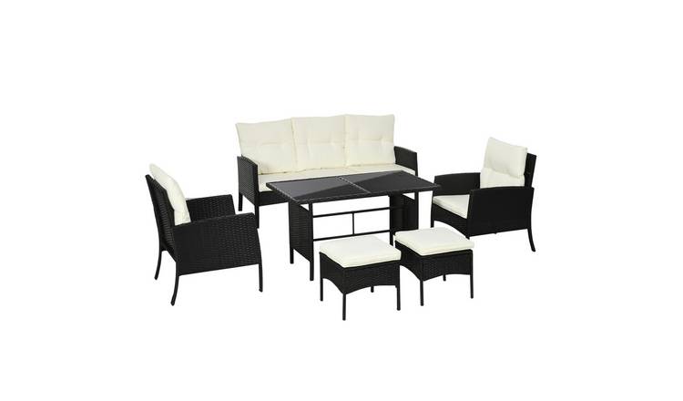 Outsunny Rattan Garden Furniture Set - Cream