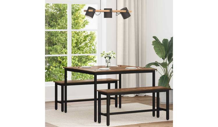 Walplus Rectangular Metal Kitchen Dining Table - Grey - 110 x 110 x 75 cm