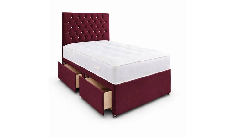 Comfy Deluxe 4ft6 Double    2 Drawer Velvet  Divan Bed Set -   Burgundy