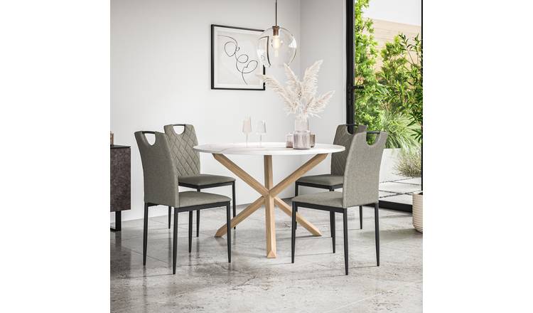 Furniture Online Malvern Monza Marble Top Dining Table & 4 Grey Chairs