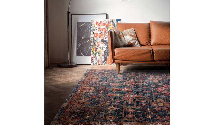 Mega Flooring Blue Traditional Floral Rug - 120 x 170cm