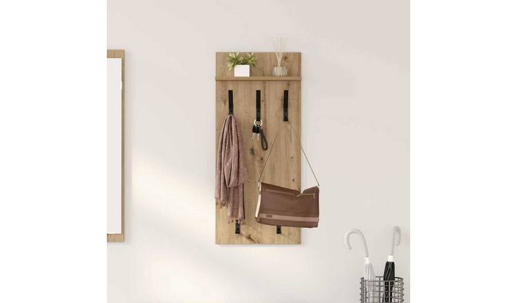 Walplus Engineered Wood Wall-Mounted Coat Rack - Artisan oak - 40 x 10 x 90 cm
