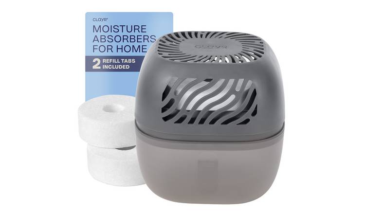Clayr Reusable Dehumidifier with 2 Refill Tabs - 1000ml - Grey