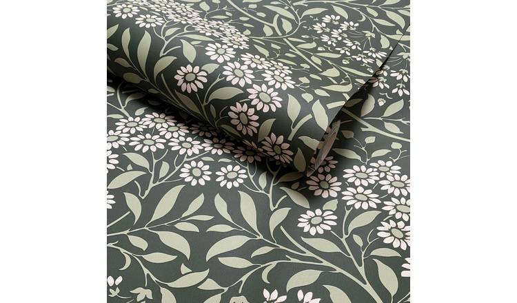 World Of Wallpaper Botanical Damask Wallpaper - Green & White