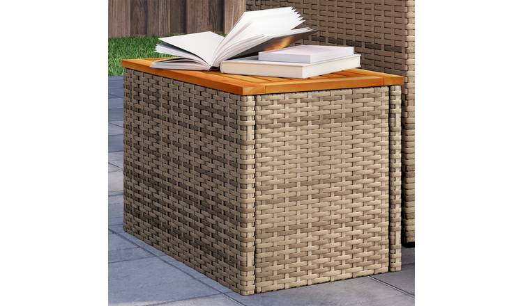 Walplus 2 Piece Poly Rattan Garden Side Tables Solid - Beige - 55 x 34 x 37 cm