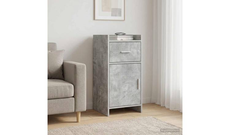 Walplus 1 Drawer Rectangular Sideboard 2 Shelf - Concrete Grey - 40 x 36 x 80 cm