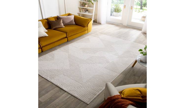 Mega Flooring White Modern Geometric Rug - 80 x 150cm