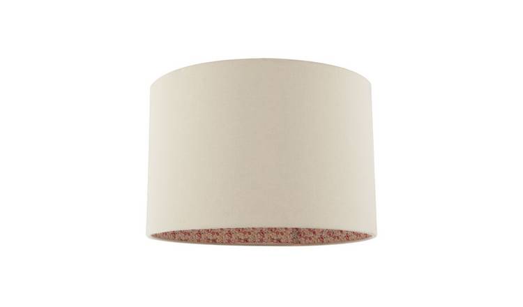 Happy Homewares Cream Linen with Inner Pink and Red Floral Lampshade - 30cm