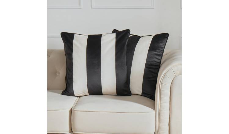 OHS 2 Pack Stripe Matte Velvet Cushion Covers 45 x 45cm - Mono