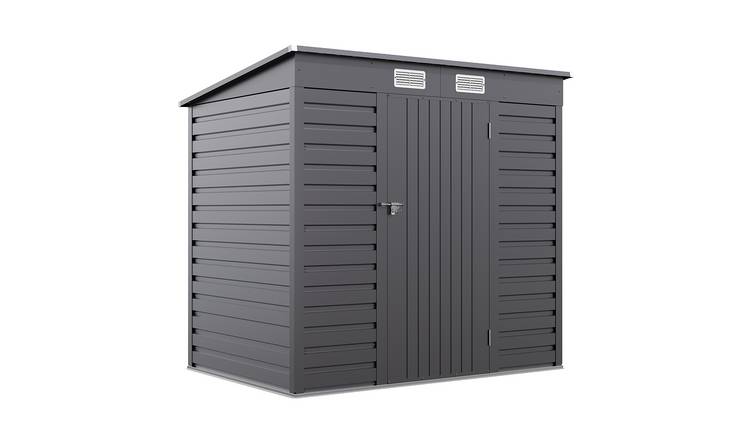 Living and Home Galvanized Steel Storage Shed - 4x6ft - Grey