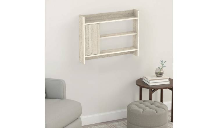 Decortie Fleet Wall Shelf Unit with One-Door Cabinet - Stone