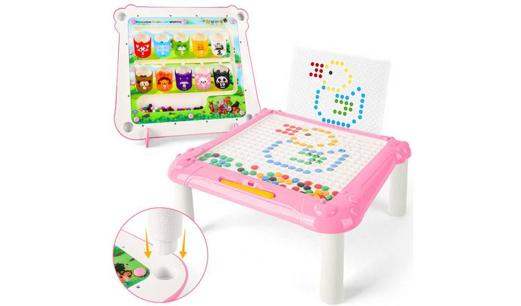 deAO 2 in 1 Magnetic Disk Drawing Maze Puzzle Table Toy -Pink