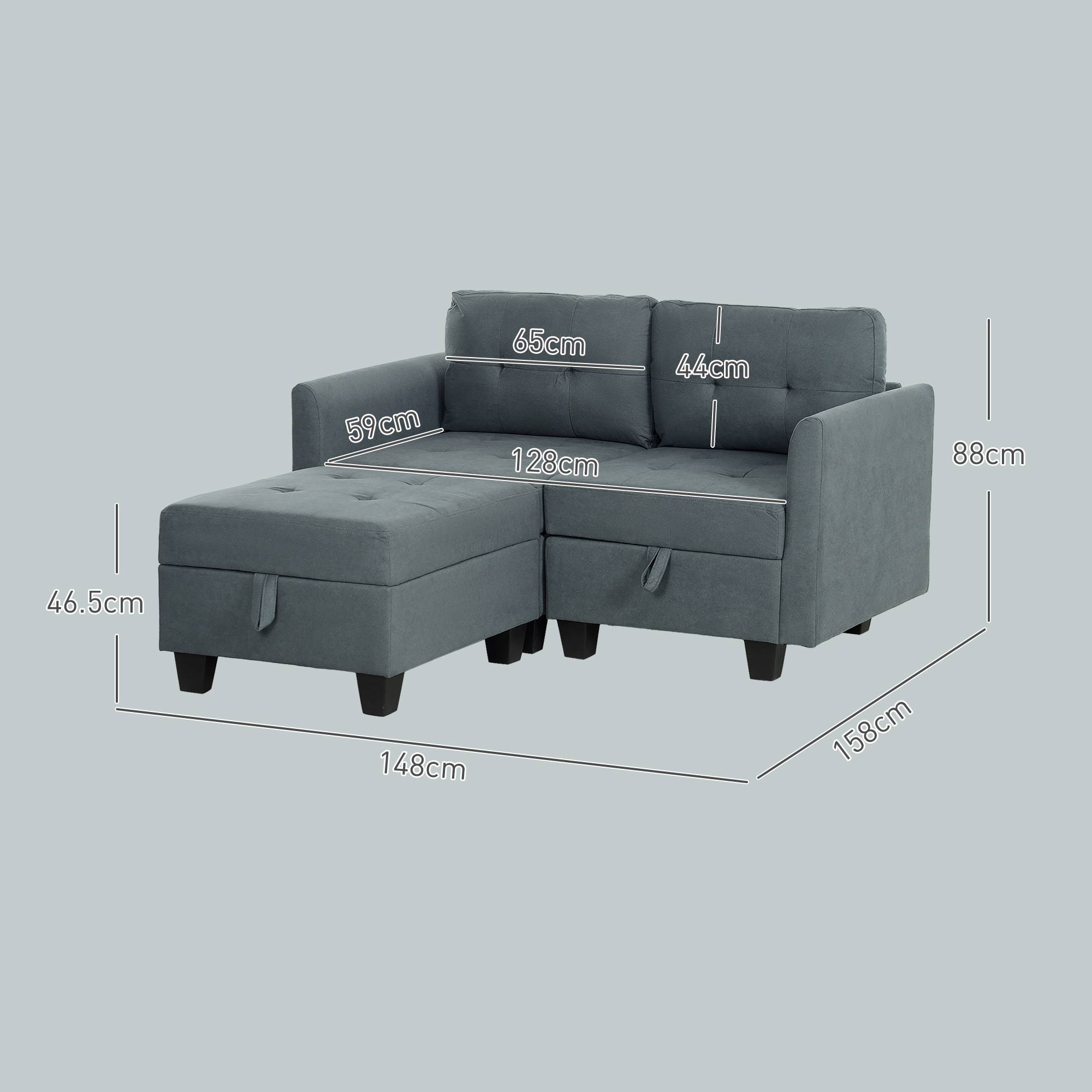 HOMCOM 2 Seater Wooden Tufted Sofa for Living Room - Dark Grey - Image 6