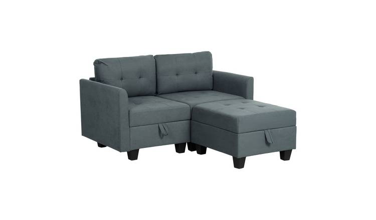 HOMCOM 2 Seater Wooden Tufted Sofa for Living Room - Dark Grey