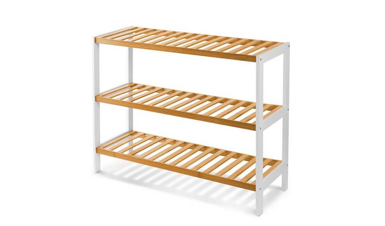 Keplin 3 Tier Bamboo Shoe Rack - Natural & White