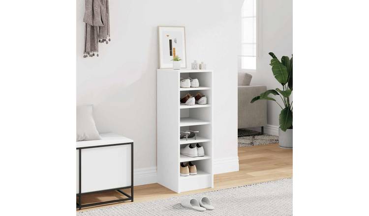 Walplus Engineered Wood Shoe Cabinet - White - 31.5 x 35 x 90 cm