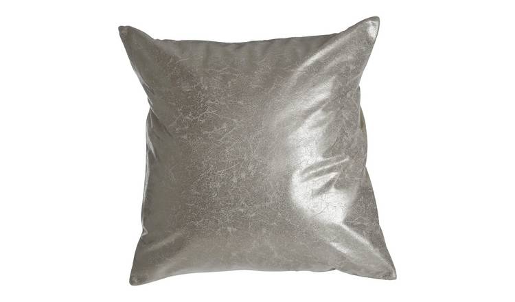 Orsina Bosie Kensington Townhouse Crushed Leather Effect Square Cushion – Silver