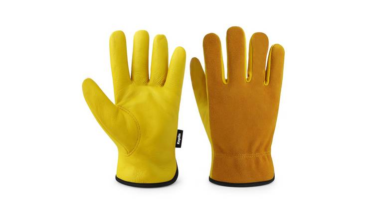 Keplin Full Leather Medium Gardening Gloves - Yellow