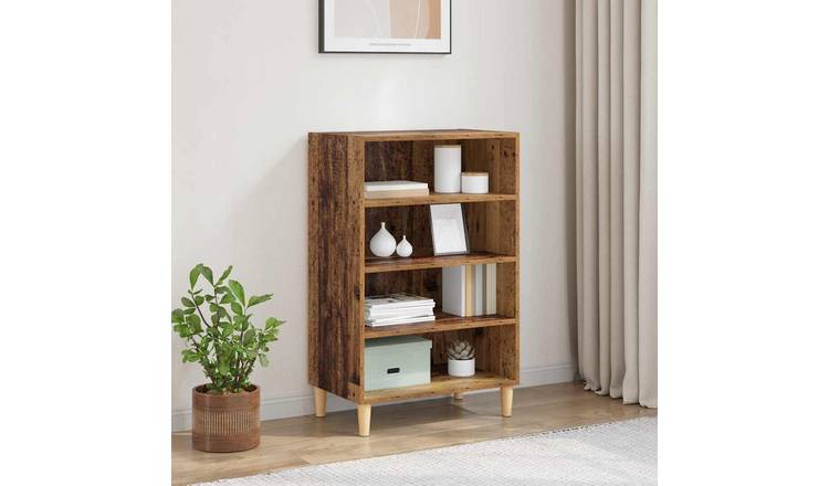 Walplus 3 Shelf Rectangular Sideboard - Old Wood - 57 x 35 x 89.5 cm