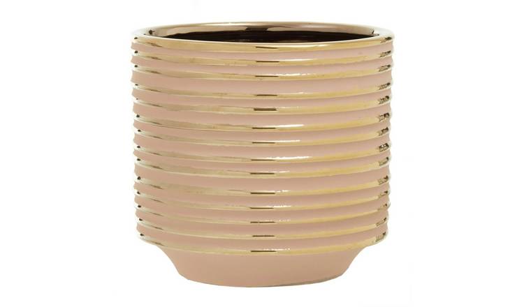 Orsina Haldis Large Ceramic Planter - Blush Pink and Gold