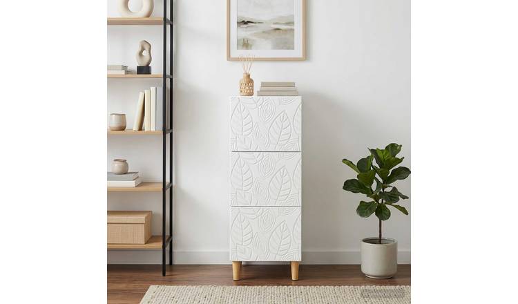 Walplus Engineered Wood Drawer Cabinet Wide Unit - White - 33 x 34.5 x 90 cm
