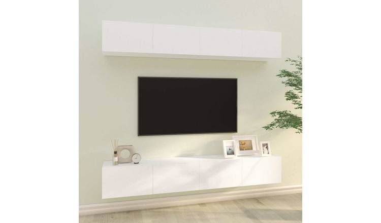 Walplus 4 Piece 2 Compartments TV Cabinet - White - 100 x 30 x 30 cm