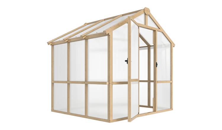 Outsunny Apex Wooden Polycarbonate Walk-in Greenhouse – Brown