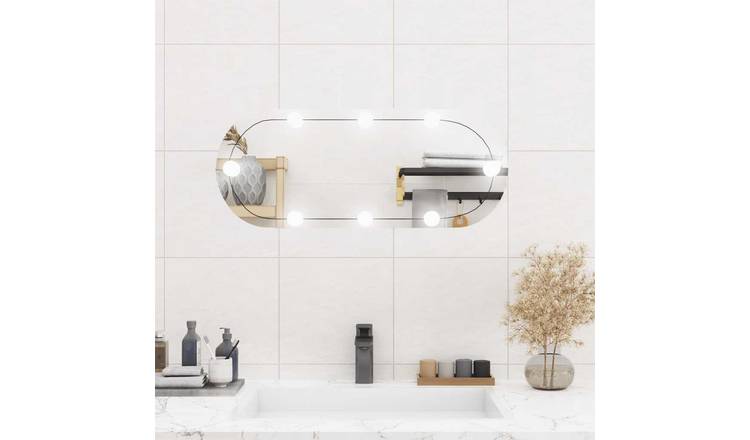 Walplus LED Oval Wall Mirror - Silver - 30 x 70 cm