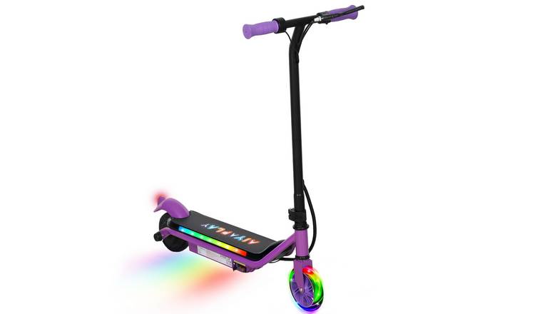 AIYAPLAY Ages 6 to 14 Dual Brakes Light Up Electric Scooter – Purple