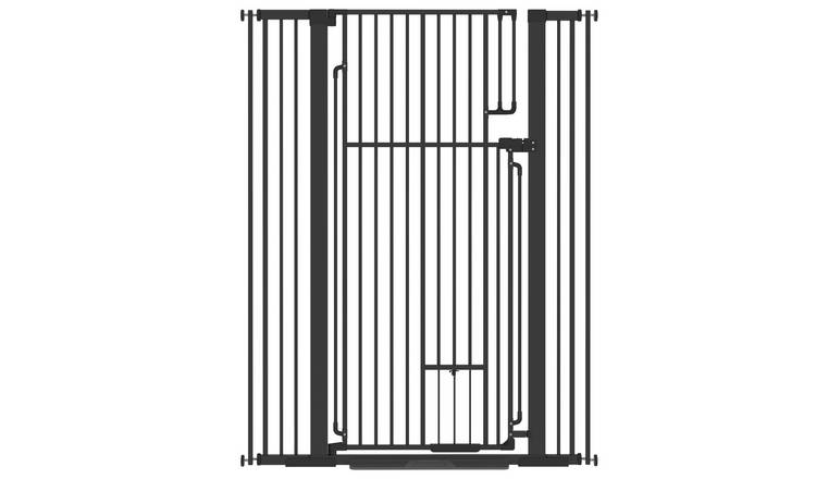 PawHut Pressure Mounted Cat Door Pet Gate - 81-108cm x 135cm - Black