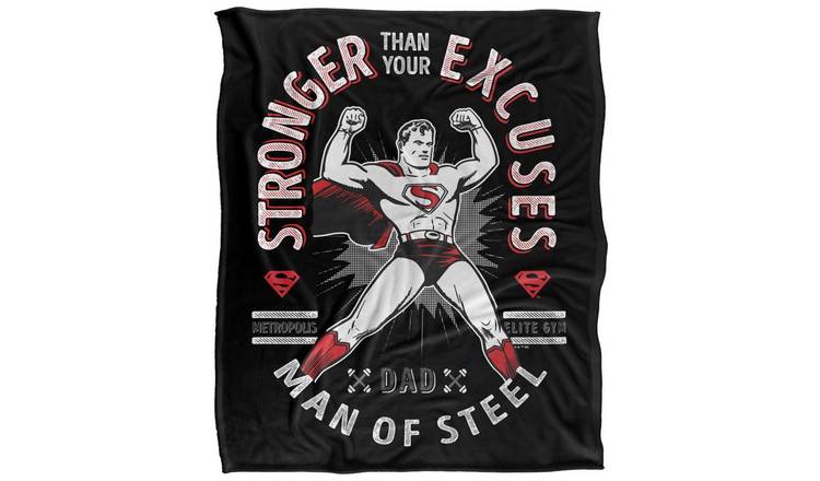 Superman Stronger Than Excuses Soft Touch Fathers Day Blanket - 152cm x 127cm