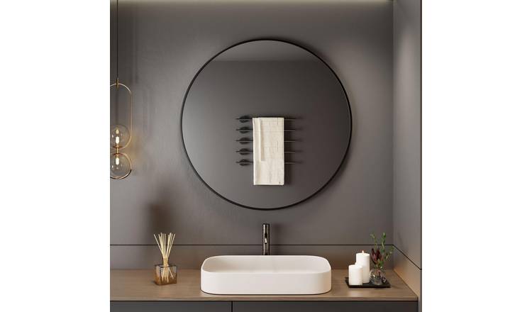 Neo Round Metal Frame Wall Mirror 40cm - Black
