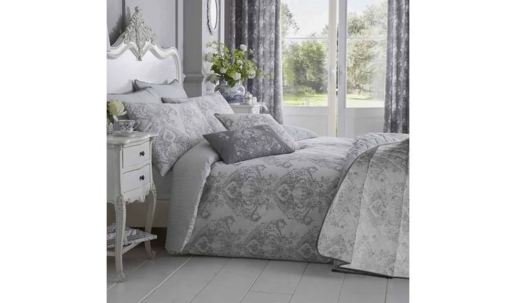 Homescapes Cotton French Toile Grey Bedding Set - Single