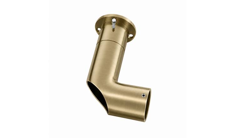 New Edge Blinds 28mm Brass Room Darkening Corner Bracket Pair for Curtain Poles