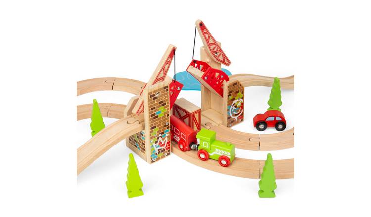 Bigjigs Rail Double Lifting Graffiti Bridge - 3 Years +