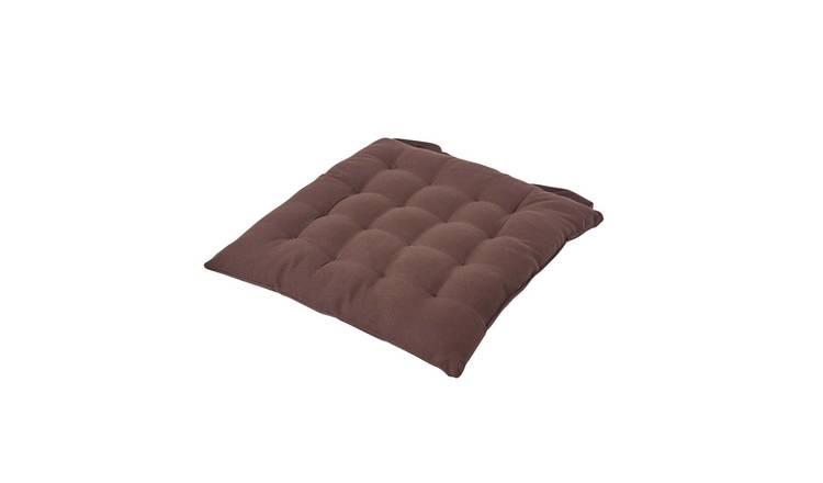 Homescapes Cotton Seat Pad Chair Cushion - Chocolate