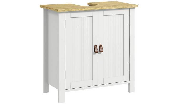 kleankin Modern Freestanding Under Sink Cabinet with Adjustable Shelf - White