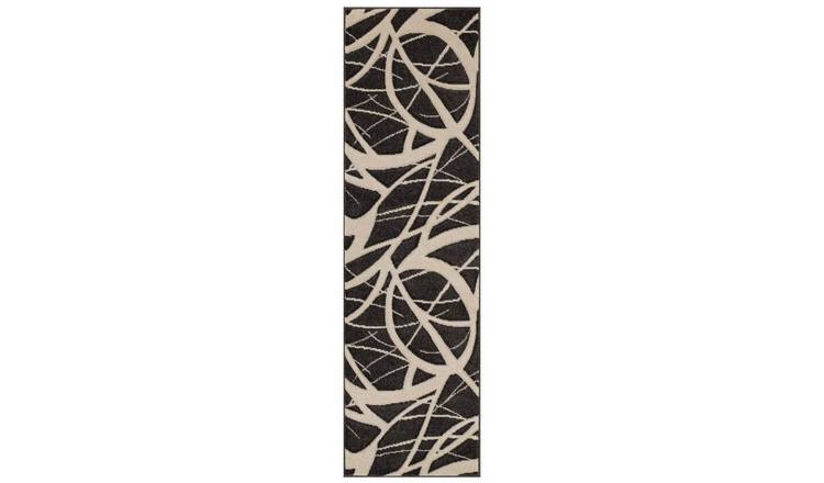Mega Flooring Black Modern Abstract Rug - 60 x 230cm