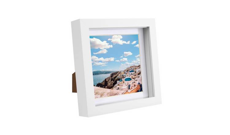 Nicola Spring 3D Box Photo Frame - 6 x 6" with Mount - White