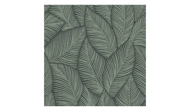 Muriva Denver Leaf Vinyl Wallpaper - Green