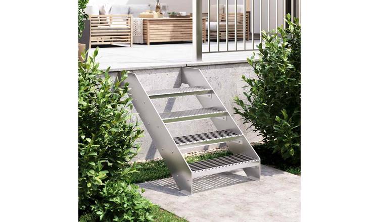 Walplus Press Locked Galvanised Steel Grate Step - Silver - 60 x 24 cm