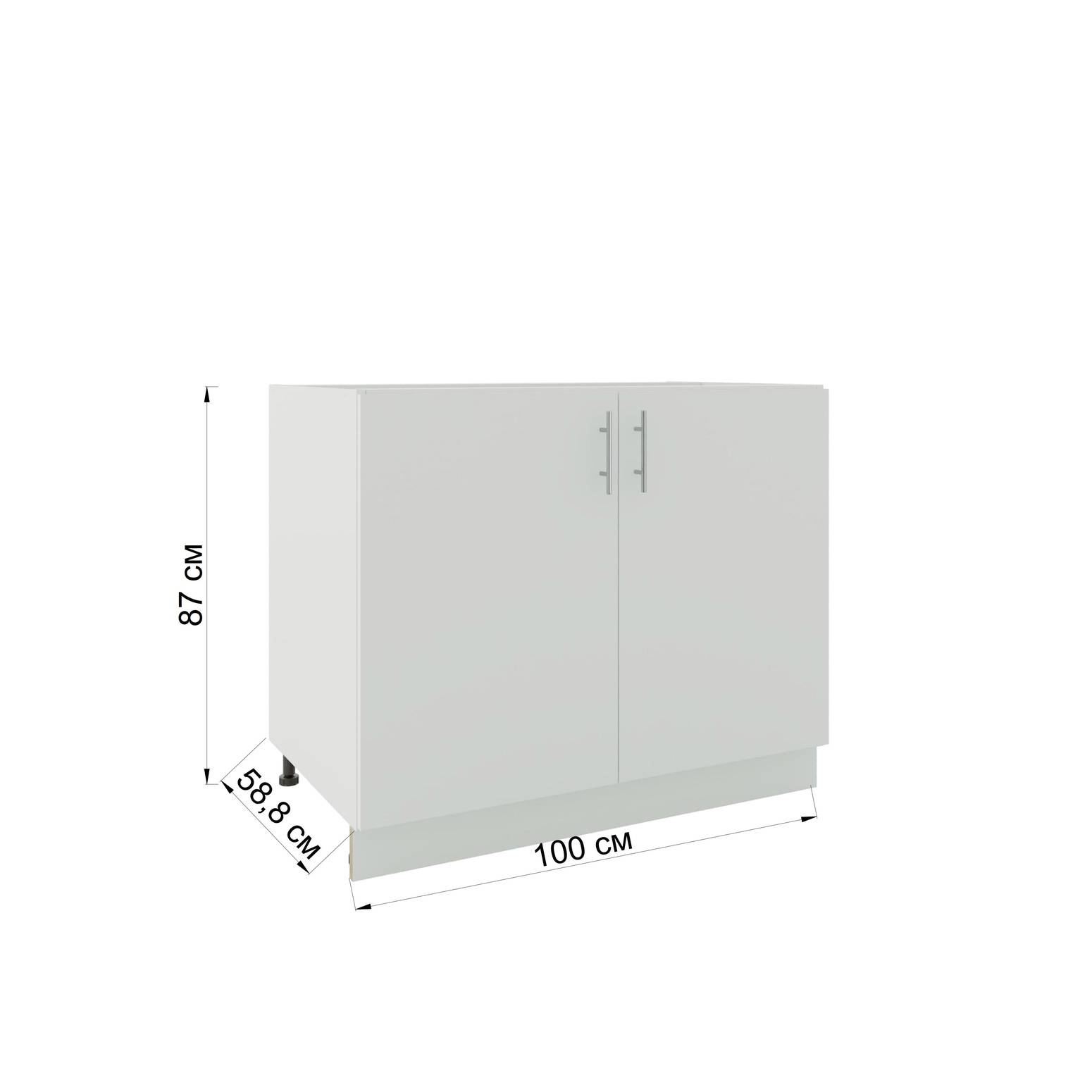 JD Greta 1000mm Adjustable Leg Base Cabinet with 2 Doors - White Matt - Image 7
