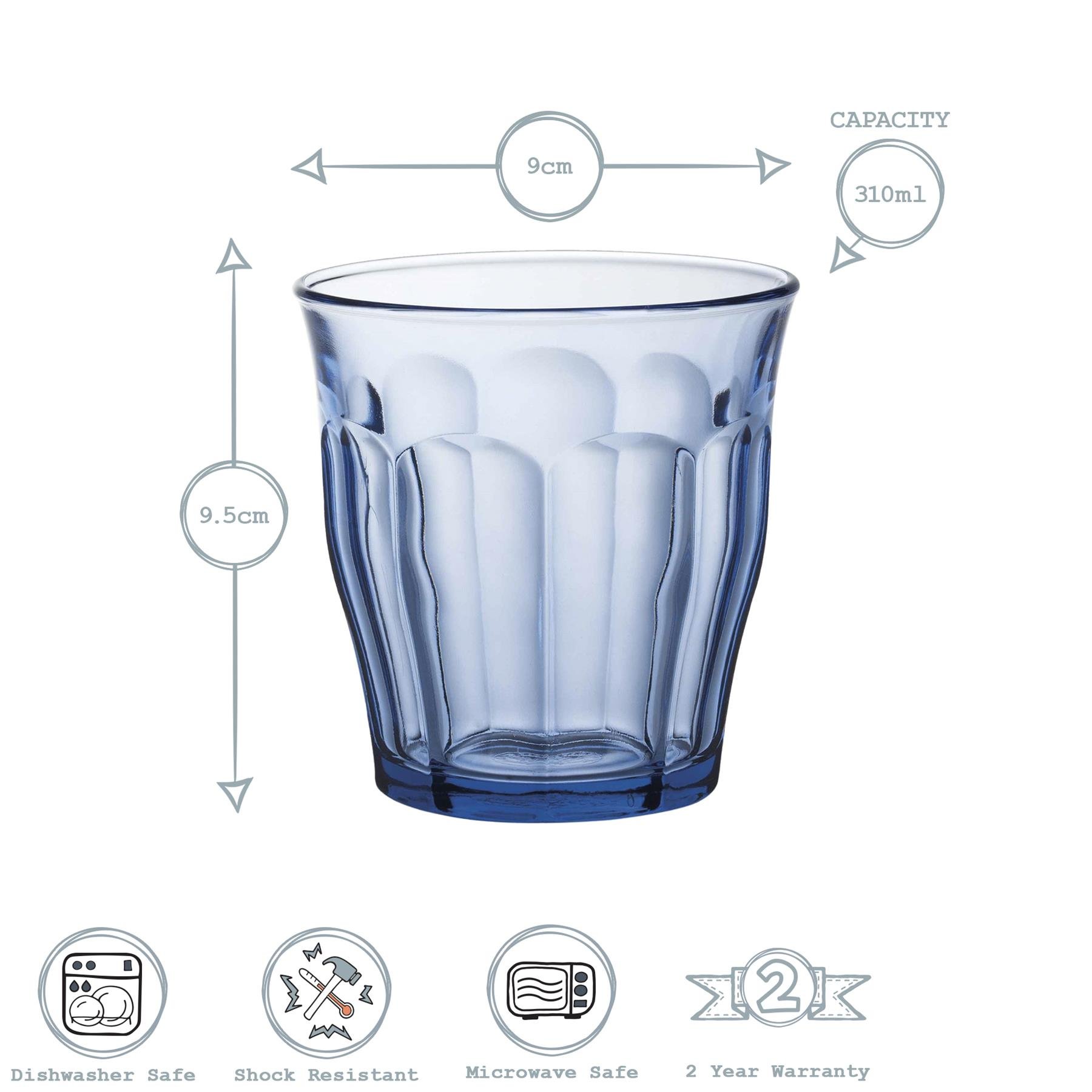 Duralex Picardie 310ml Drinking Glass Tumblers Pack of 6 - Blue - Image 3