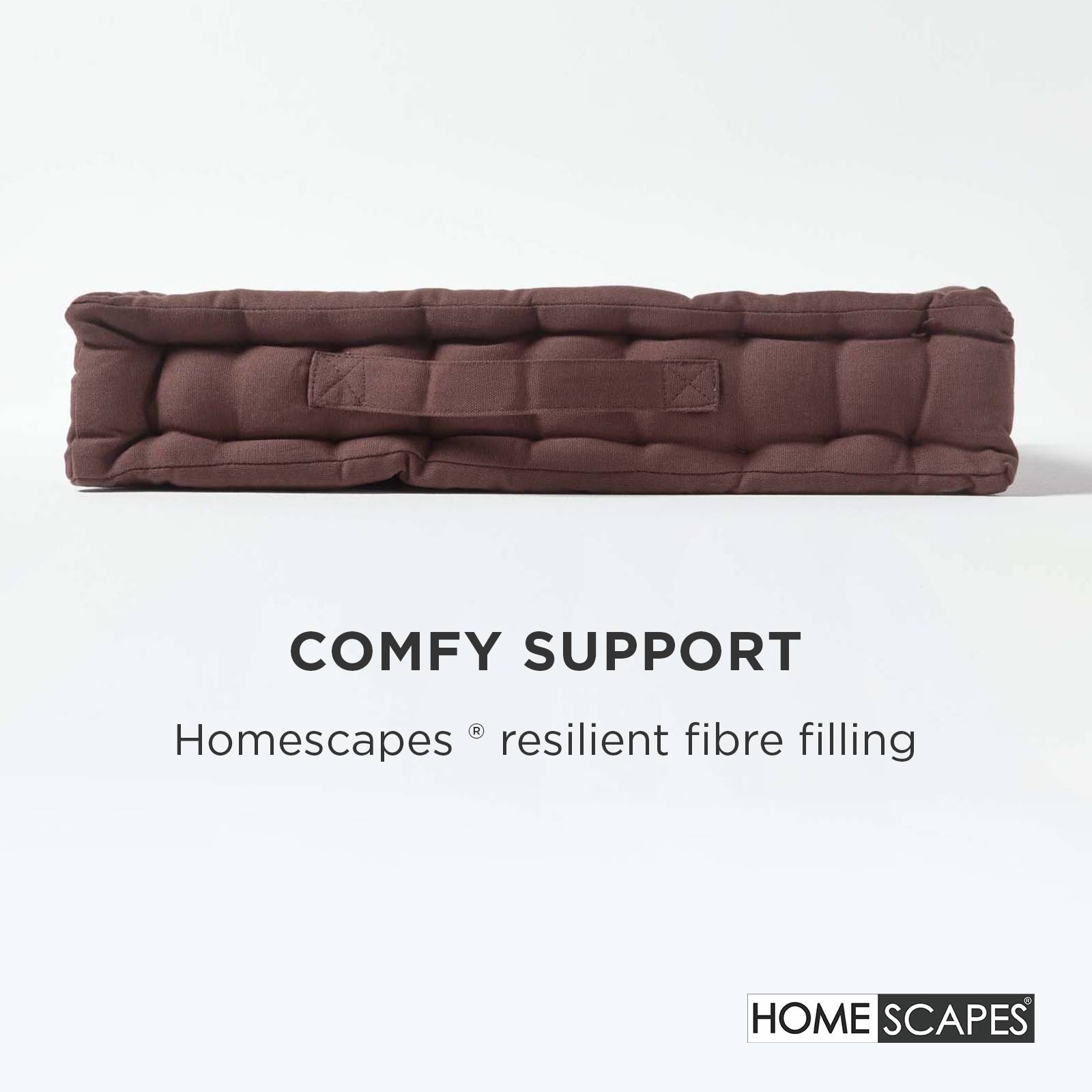 Homescapes Cotton Floor Cushion - 50 x 50 cm - Chocolate Brown - Image 4