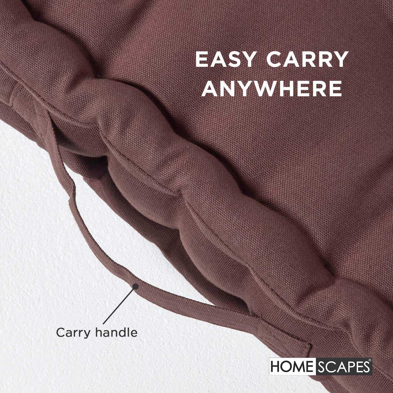 Homescapes Cotton Floor Cushion - 50 x 50 cm - Chocolate Brown - Image 5